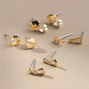 NWT Anthropologie Glitz Post Earrings, Set of 4